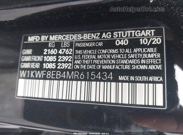 W1KWF8EB4MR615434 2021 MERCEDES-BENZ C-CLASS Черный Вид подкапотного пространства