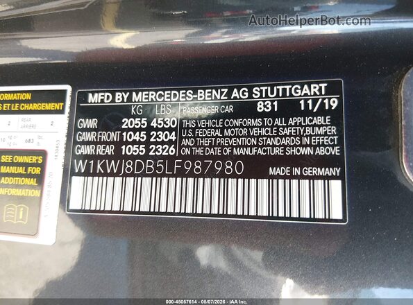 W1KWJ8DB5LF987980 2020 MERCEDES-BENZ C-CLASS Черный Вид подкапотного пространства