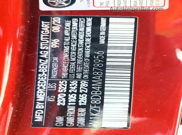 W1KZF8DB4MA878956 2021 MERCEDES-BENZ E Red Շարժիչի բաժամունքի տեսք