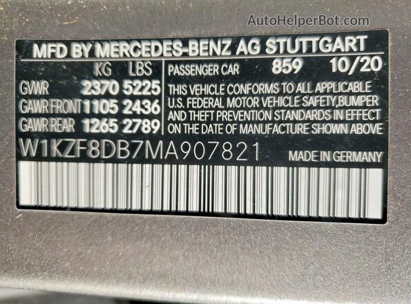 W1KZF8DB7MA907821 2021 MERCEDES-BENZ E Серебряный Вид подкапотного пространства