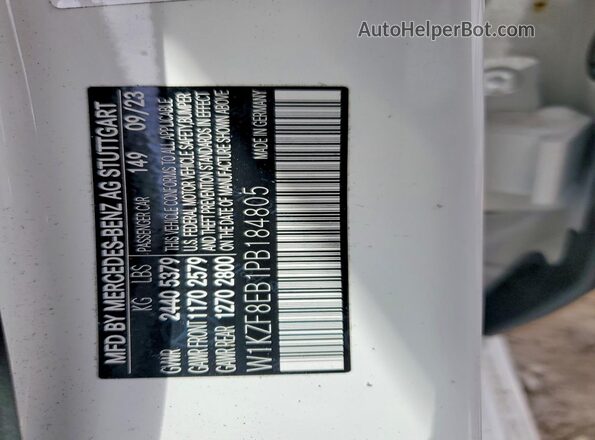 W1KZF8EB1PB184805 2023 MERCEDES-BENZ E White Widok naklejki z numerem VIN