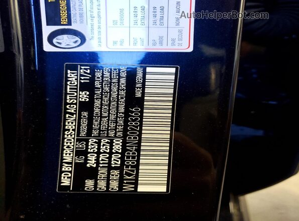 W1KZF8EB4NB028366 2022 MERCEDES-BENZ E Blue Вид підкапотного простору