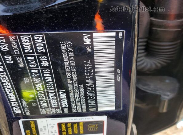 W1N0G8DB2MF952984 2021 MERCEDES-BENZ GLC-CLASS Black Вид наклейки з VIN-кодом