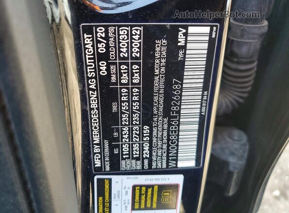 W1N0G8EB6LF826687 2020 MERCEDES-BENZ GLC-CLASS Черный Вид наклейки с VIN-кодом