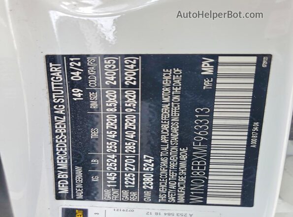 W1N0J8EBXMF963313 2021 MERCEDES-BENZ GLC-CLASS White Շարժիչի բաժամունքի տեսք