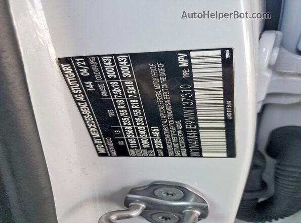 W1N4M4HB9MW137310 2021 MERCEDES-BENZ GLB-CLASS Белый Вид подкапотного пространства
