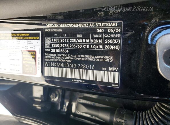 W1NKM4HB6RF228016 2024 MERCEDES-BENZ GLC-CLASS Black Панорамний вид салону 360°