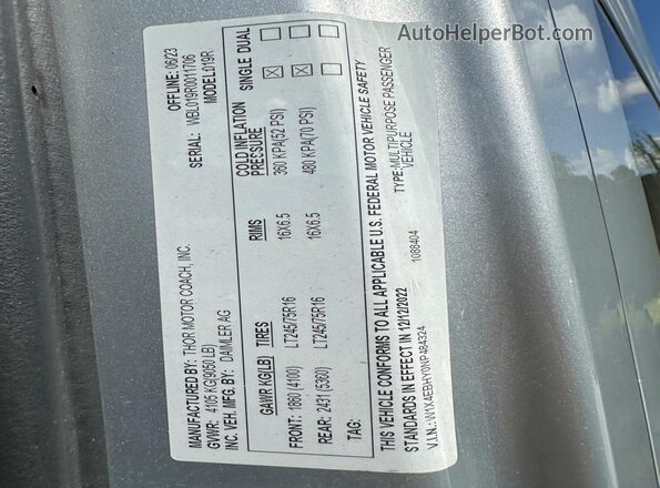 W1X4EBHY0NP484324 2022 MERCEDES-BENZ SPRINTER Серебряный 