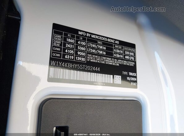 W1Y4KBHY5ST202444 2025 MERCEDES-BENZ SPRINTER Белый Вид подкапотного пространства