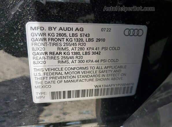 WA134AFY1P2004670 2023 AUDI SQ5 Black Widok wnętrza 360 stopni