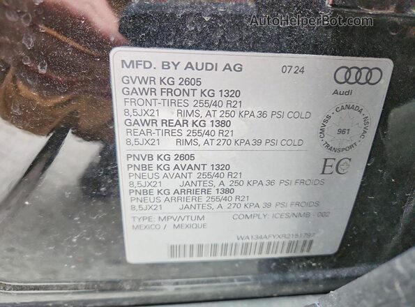 WA134AFYXR2151797 2024 AUDI SQ5 Черный Вид наклейки с VIN-кодом