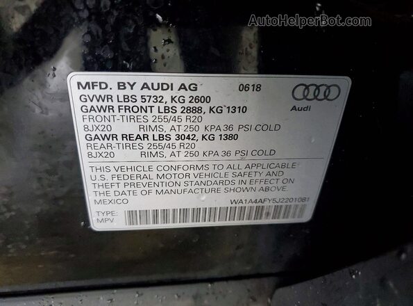 WA1A4AFY5J2201081 2018 AUDI SQ5 Black სალონის 360-გრადუსიანი ხედი