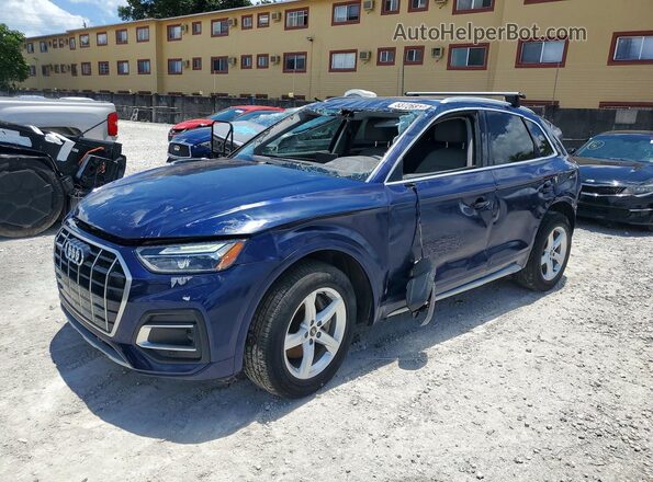 WA1AAAFY4M2102863 2021 AUDI Q5 Blue Առջևի ձախ երեք քառորդ տեսարան