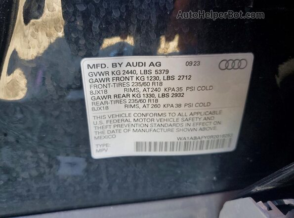 WA1ABAFY0R2018253 2024 AUDI Q5 Черный Вид наклейки с VIN-кодом