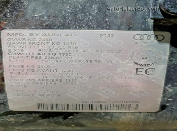 WA1ABAFY2P2192953 2023 AUDI Q5 Gray Widok komory silnika