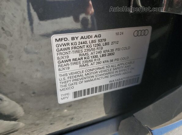 WA1ABAFY3S2025669 2025 AUDI Q5 Угольный Вид наклейки с VIN-кодом