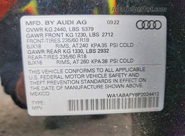 WA1ABAFY6P2024412 2023 AUDI Q5 Черный Вид подкапотного пространства