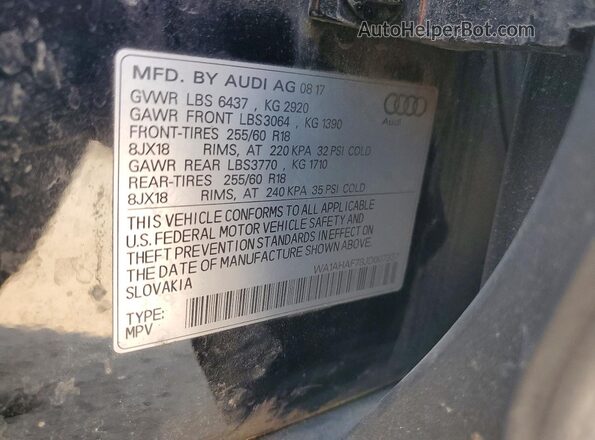 WA1AHAF78JD007337 2018 AUDI Q7 Black VIN sticker view