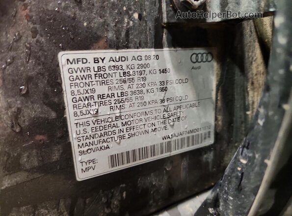 WA1AJAF74MD011510 2021 AUDI Q7 Серый Вид наклейки с VIN-кодом
