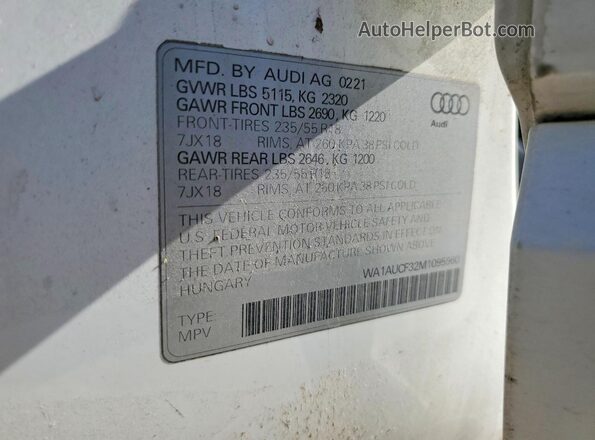 WA1AUCF32M1095960 2021 AUDI Q3 Белый Вид наклейки с VIN-кодом