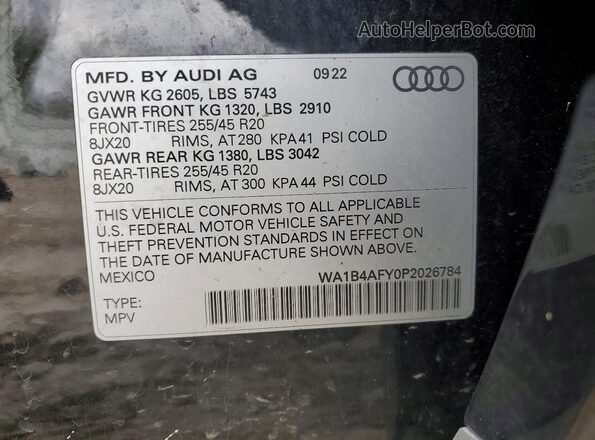 WA1B4AFY0P2026784 2023 AUDI SQ5 Black Vista del compartimento del motor