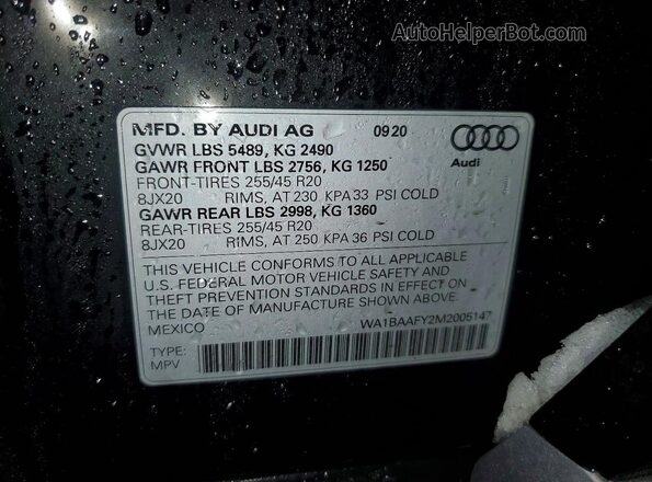 WA1BAAFY2M2005147 2021 AUDI Q5 Черный Вид подкапотного пространства