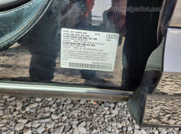 WA1BCCFSXJR030964 2018 AUDI Q3 Black VIN კოდის სტიკერის ხედი