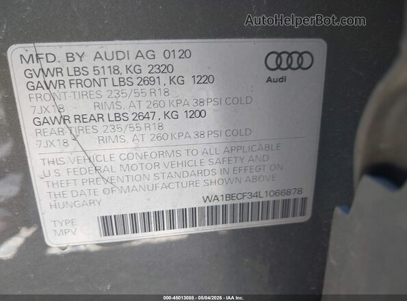 WA1BECF34L1066878 2020 AUDI Q3 Зеленый Вид подкапотного пространства