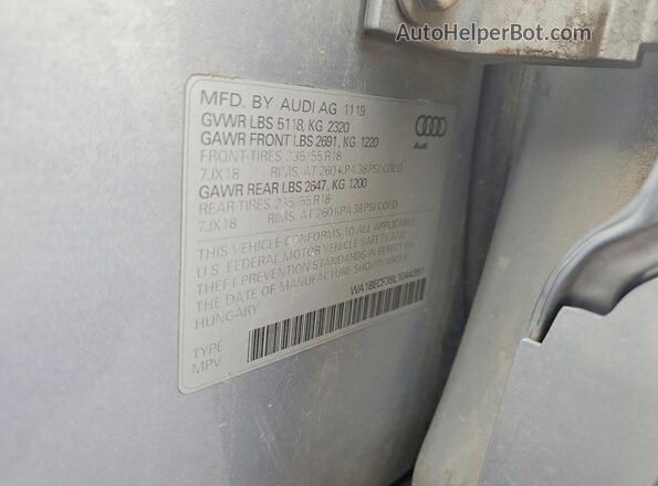 WA1BECF39L1044391 2020 AUDI Q3 Серебряный Вид наклейки с VIN-кодом