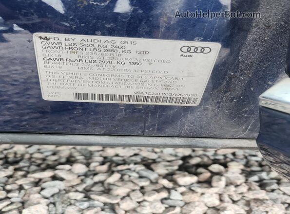 WA1C2AFP0GA059890 2016 AUDI Q5 Blue VIN կոդի պիտակի տեսք