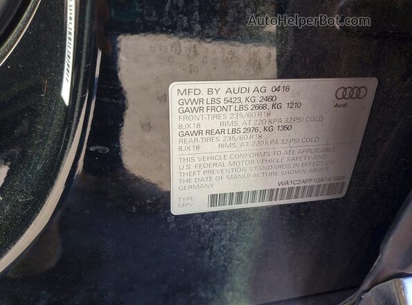 WA1C2AFP1GA141806 2016 AUDI Q5 Black Вид наклейки з VIN-кодом