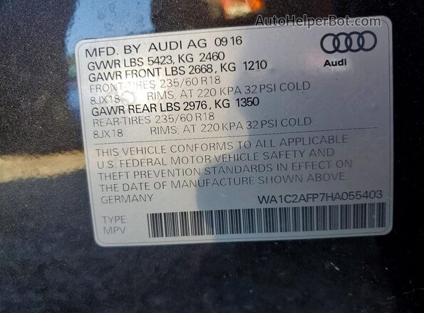 WA1C2AFP7HA055403 2017 AUDI Q5 Black VIN կոդի պիտակի տեսք