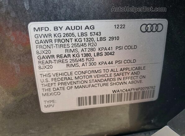 WA1C4AFY4P2079752 2023 AUDI SQ5 Black Սալոնի 360 աստիճան տեսք
