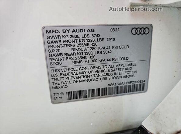 WA1C4AFY8P2009624 2023 AUDI SQ5 White Widok komory silnika
