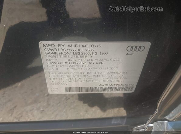 WA1D7AFP2GA016142 2016 AUDI Q5 Black Engine compartment view