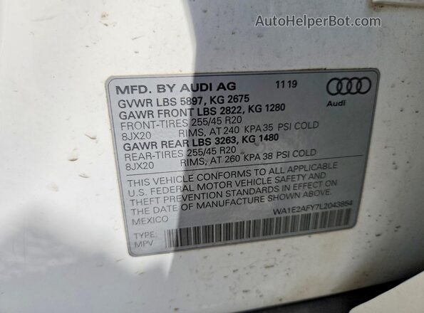 WA1E2AFY7L2043854 2020 AUDI Q5 Белый Панорамный вид салона 360°