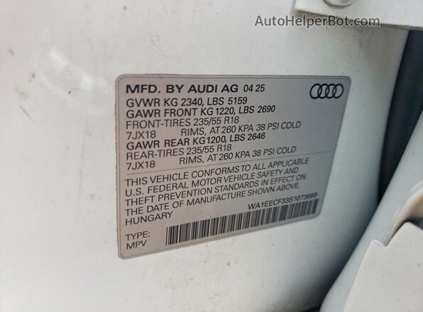 WA1EECF33S1073669 2025 AUDI Q3 Белый Вид подкапотного пространства