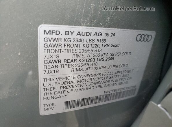 WA1EECF37S1007299 2025 AUDI Q3 Gray ძრავის განყოფილების ხედი