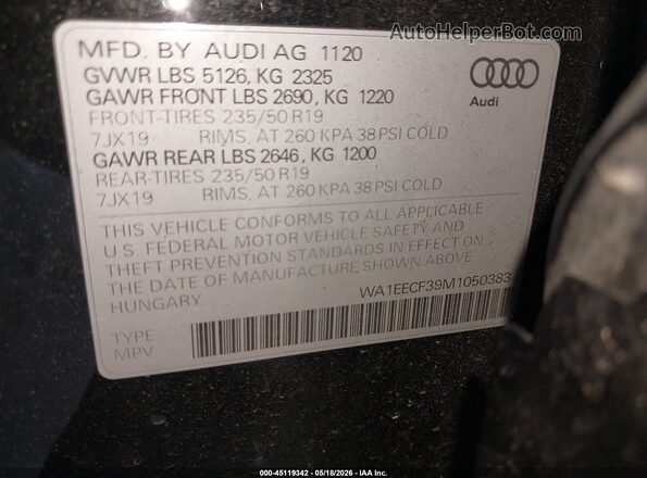 WA1EECF39M1050383 2021 AUDI Q3 Черный Вид подкапотного пространства