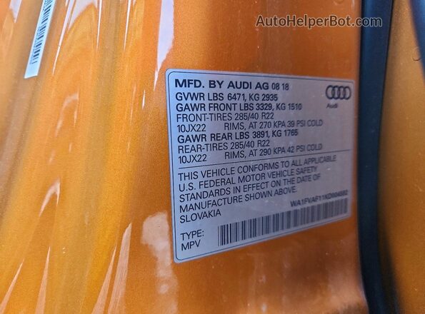 WA1FVAF11KD004582 2019 AUDI Q8 Orange Սալոնի 360 աստիճան տեսք