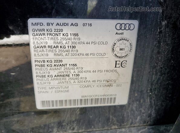 WA1GCCFS1HR003510 2017 AUDI Q3 Black Widok naklejki z numerem VIN