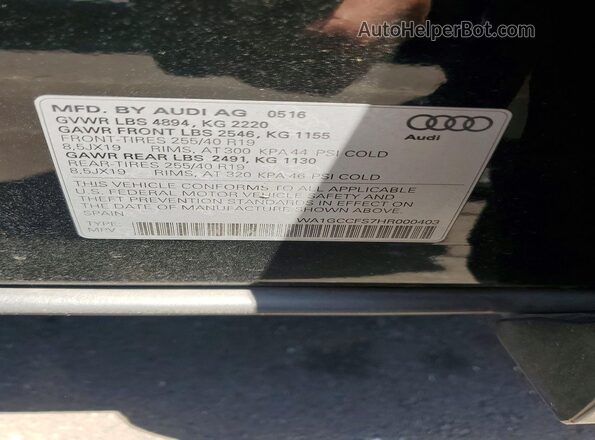 WA1GCCFS7HR000403 2017 AUDI Q3 Black VIN sticker view