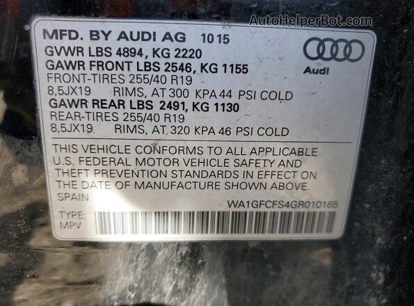 WA1GFCFS4GR010165 2016 AUDI Q3 Black Панорамний вид салону 360°