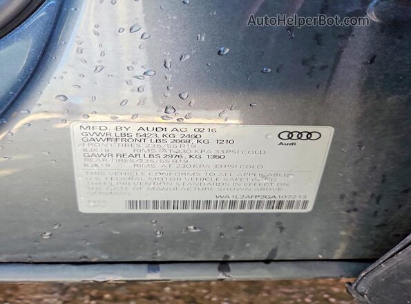 WA1L2AFP2GA107213 2016 AUDI Q5 Gray Вид підкапотного простору