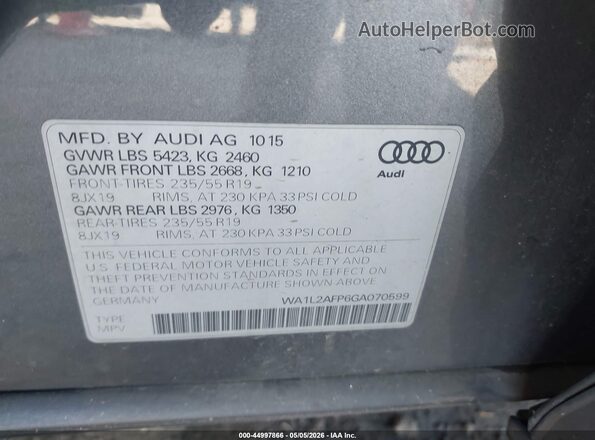 WA1L2AFP6GA070599 2016 AUDI Q5 Gray Вид підкапотного простору