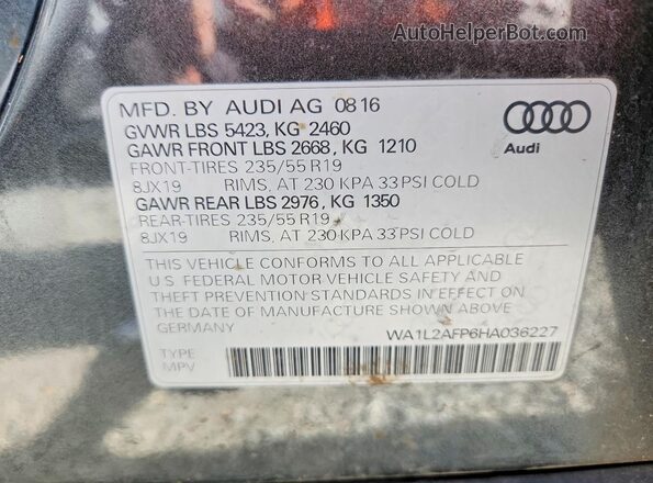 WA1L2AFP6HA036227 2017 AUDI Q5 Серый Панорамный вид салона 360°