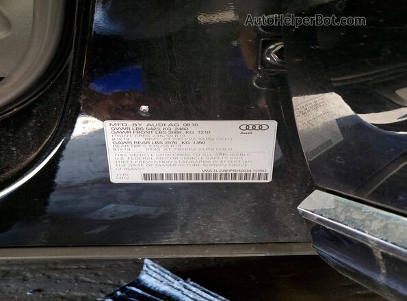 WA1L2AFP8HA041090 2017 AUDI Q5 Black Vista de la etiqueta del VIN