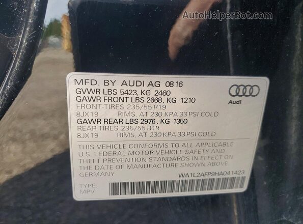 WA1L2AFP9HA041423 2017 AUDI Q5 Черный Вид подкапотного пространства