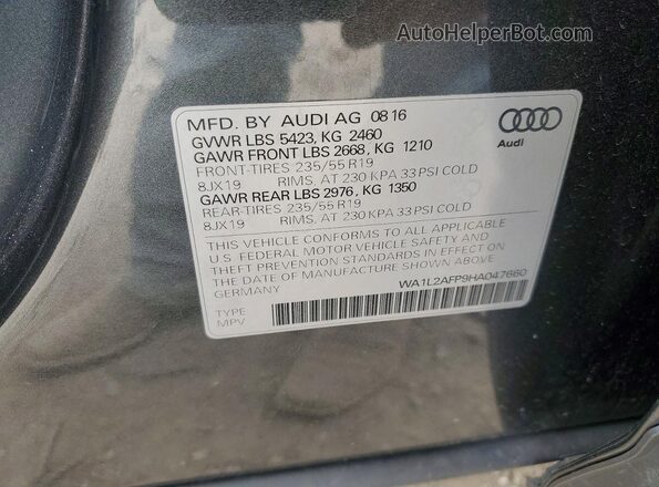 WA1L2AFP9HA047660 2017 AUDI Q5 Gray Շարժիչի բաժամունքի տեսք