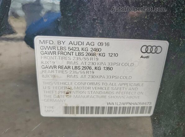 WA1L2AFPXHA058473 2017 AUDI Q5 Black VIN კოდის სტიკერის ხედი